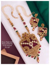 New Designer Gold Plated Pandant With Moti Mala Necklace Set
