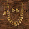Antique Pearl Necklace With Matte Gold Plating