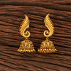 Antique Peacock Earring With Matte Gold Plating