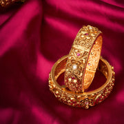 Designer Matte Gold antique stone-studded Bangles