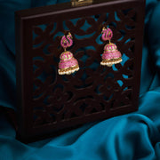 A.D studded gold ruby jhumkas
