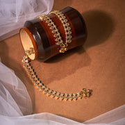 Gold and white stones payal